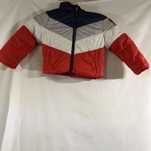 Nike Toddler Boys Puffer Jacket 2T Colorblock Chevron Navy Red White F518-U90